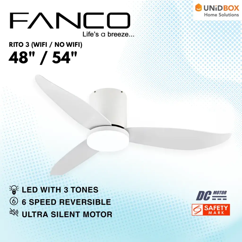 FANCO Rito 3 Hugger 46"/52" DC LED Ceiling Fan  - Variant Main Image