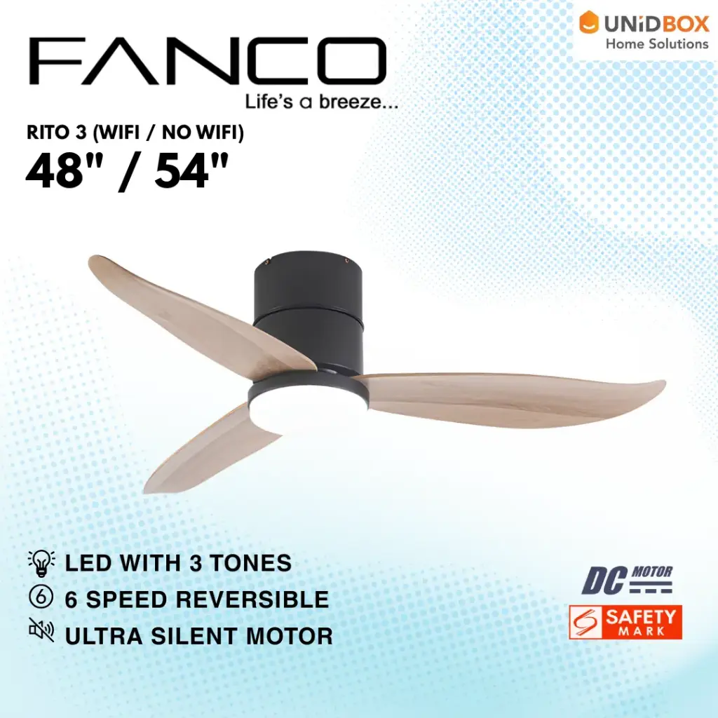 FANCO Rito 3 Hugger 46"/52" DC LED Ceiling Fan  - Variant Main Image