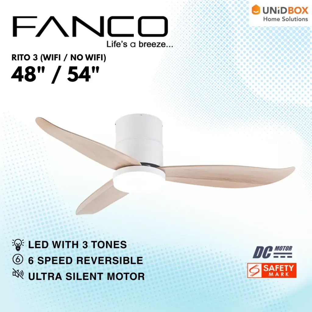 FANCO Rito 3 Hugger 46"/52" DC LED Ceiling Fan  - Variant Main Image