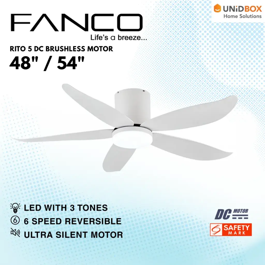 FANCO Rito 5 48"/54" DC Ceiling Fan with LED - Variant Main Image