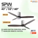 SPIN Timber Series 36"/43"/52"/60" DC Ceiling Fan Smart Wifi - Variant Main Image