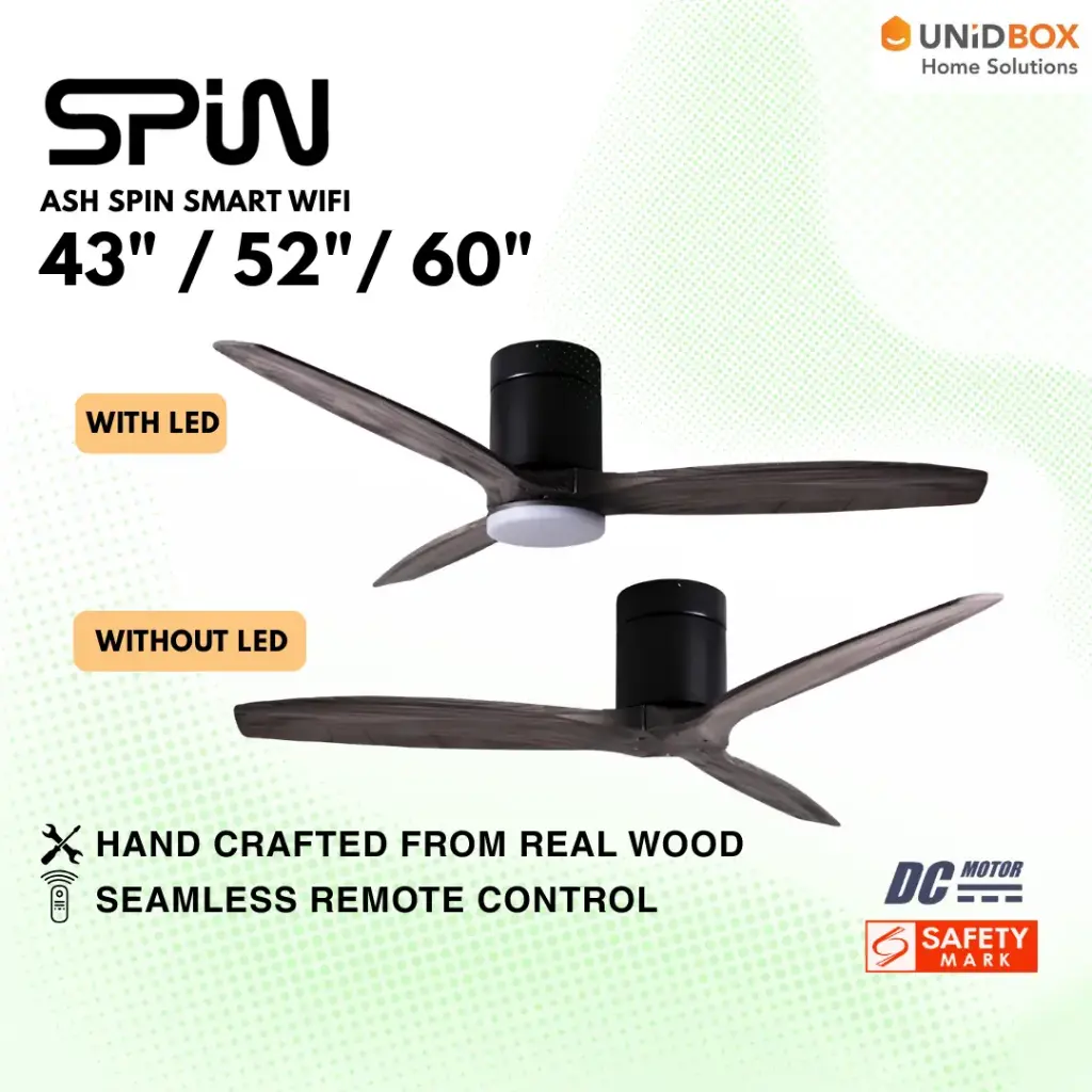 SPIN Timber Series 36"/43"/52"/60" DC Ceiling Fan Smart Wifi - Variant Main Image