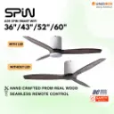 SPIN Timber Series Ash Wood 36"/43"/52"/60" DC Ceiling Fan Smart Wifi - Variant Main Image