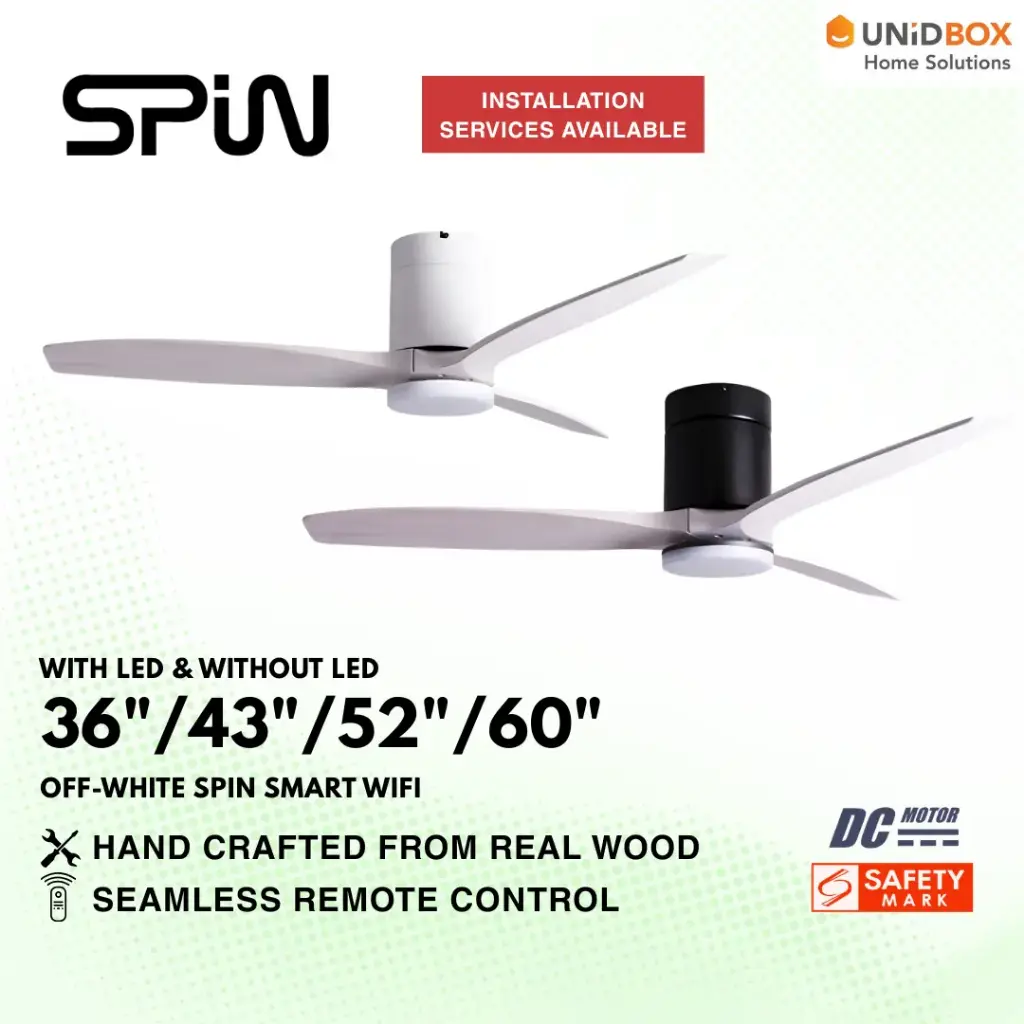 SPIN Timber Series Off White 36"/43"/52"/60" DC Ceiling Fan Smart Wifi - Variant Main Image
