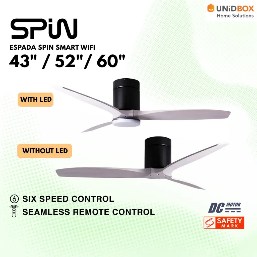 SPIN Timber Series Off White 36"/43"/52"/60" DC Ceiling Fan Smart Wifi - Variant Main Image