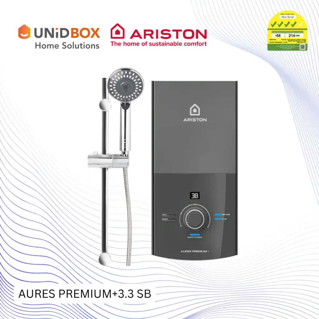 ARISTON Aures Premium+ 3.3 Instant Water Heater (Grey/White) - Variant Main Image