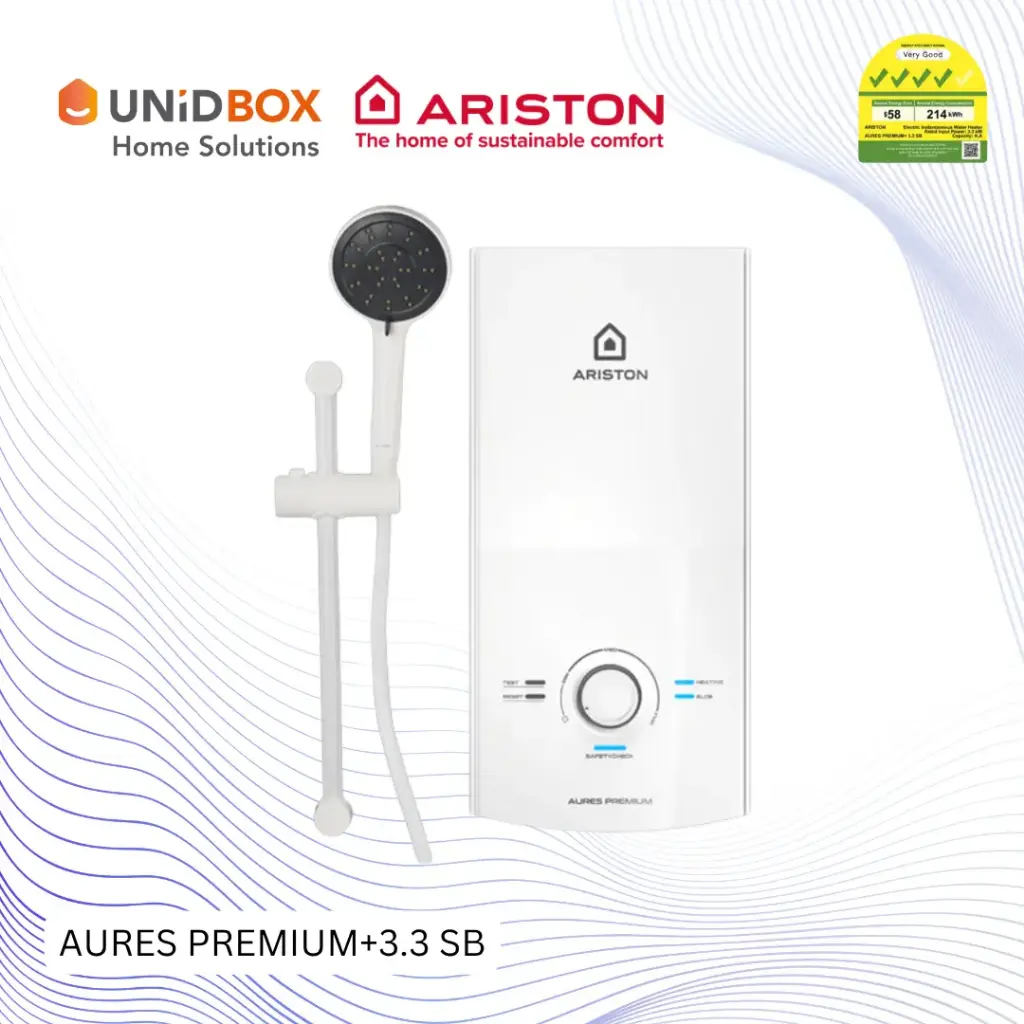 ARISTON Aures Premium+ 3.3 Instant Water Heater (Grey/White) - Variant Main Image