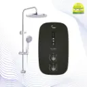 CHAMPS Legend Instant Water Heater With Rain Shower Set (White/ Black) - Variant Main Image