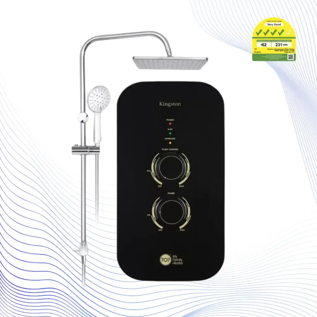 707 Kingston Instant Water Heater With Rain Shower Set (Black/ White) - Variant Main Image