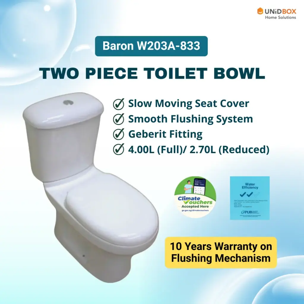 BARON W203A-833 10-Inch S-Trap Toilet Bowl | 2-Tick WELS | Soft-Close Seat - Variant Main Image