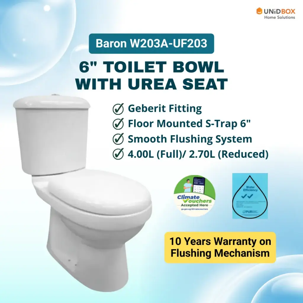BARON W203A-UF203 10-Inch S-Trap Two-Piece Toilet Bowl | Urea Soft-Close Seat - Variant Main Image
