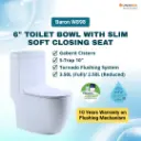 BARON W898 6-Inch S-Trap One-Piece Toilet Bowl | Rimless Tornado Flush | 3-Tick WELS - Variant Main Image