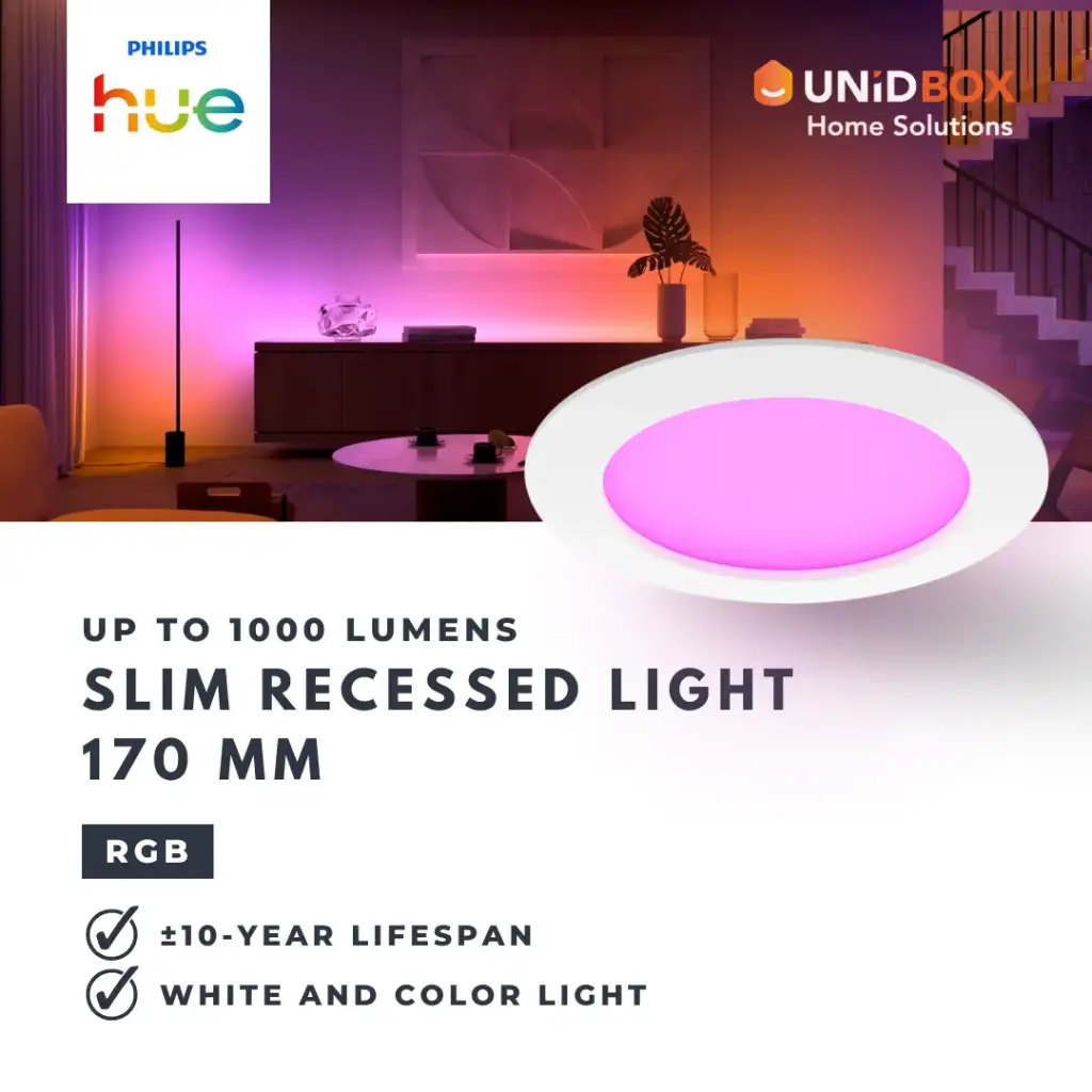 Philips Hue Slim White & Colour Ambiance Smart Recessed Light | 90mm / 170mm | IP44 - Variant Main Image