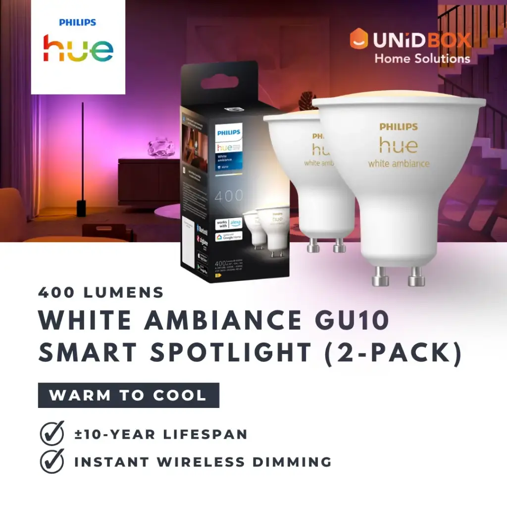 Philips Hue GU10 Smart LED Bulb 400lm | White Ambiance / White & Colour | 1pc / 2pc | Bluetooth - Variant Main Image