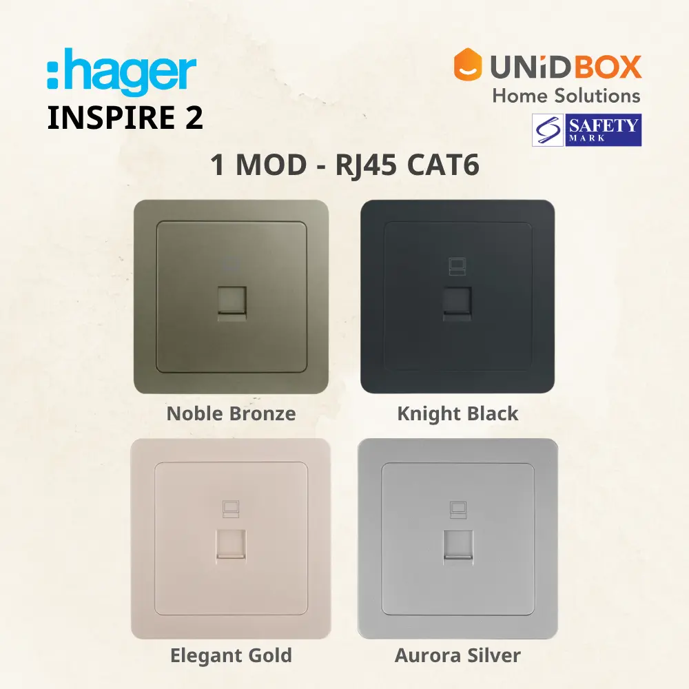 Hager Inspire 2 High Quality Switch and Socket [Noble Bronze/Knight Black/Elegant Gold/Aurora Silver] - Variant Main Image