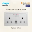 Hager Inspire 2 High Quality Socket with 2x USB [White/Noble Bronze/Knight Black/Elegant Gold/Aurora Silver] - Variant Main Image