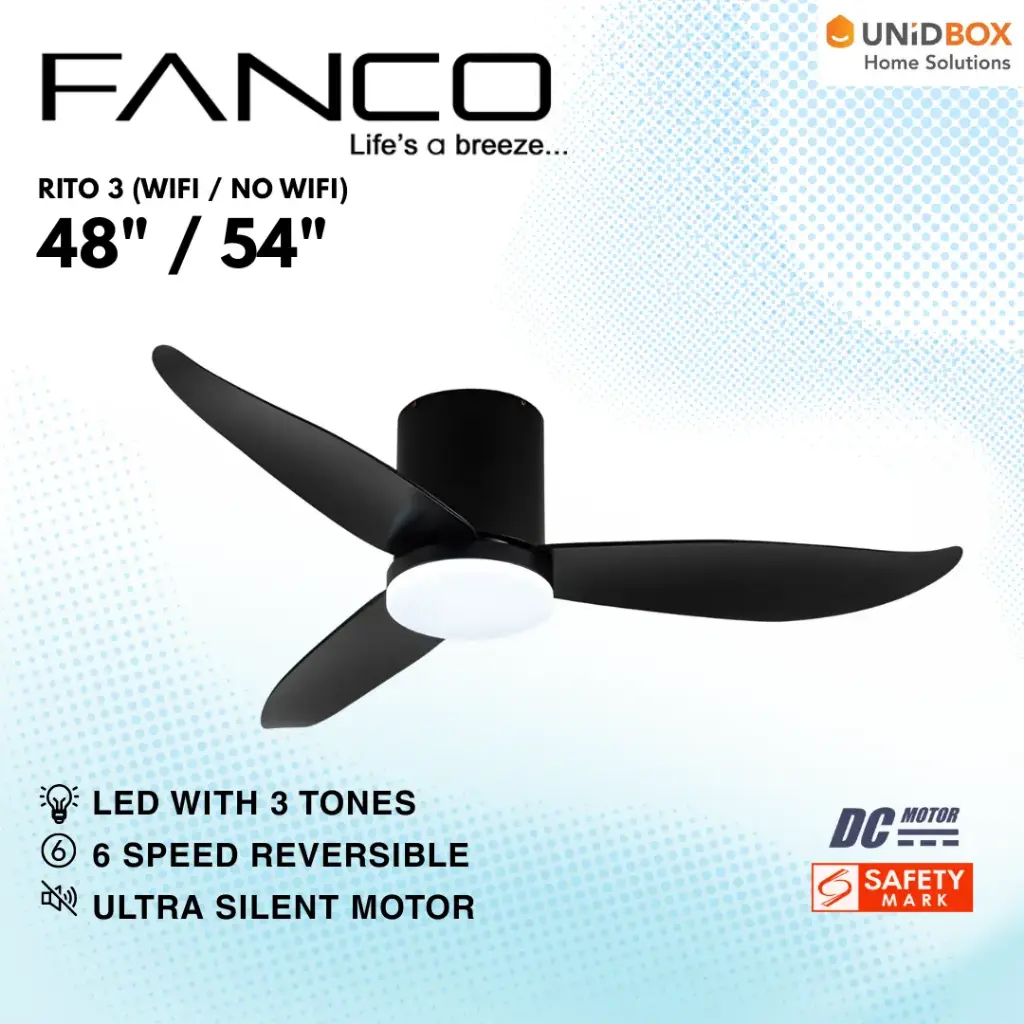 FANCO Rito 3 Hugger 46"/52" DC LED Ceiling Fan  - Variant Main Image