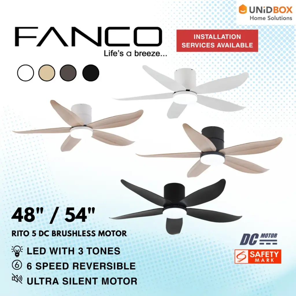FANCO Rito 5 48"/54" DC Ceiling Fan with LED