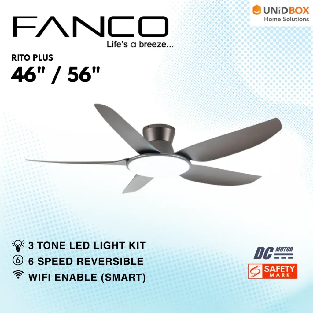 FANCO Rito Plus 46"/56" DC Ceiling Fan with LED