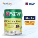NIPPON PAINT 3-in-1 Medifresh Interior Wall Paint 1L / 5L | Anti-Bacterial & Washable (Only Dark Colours)