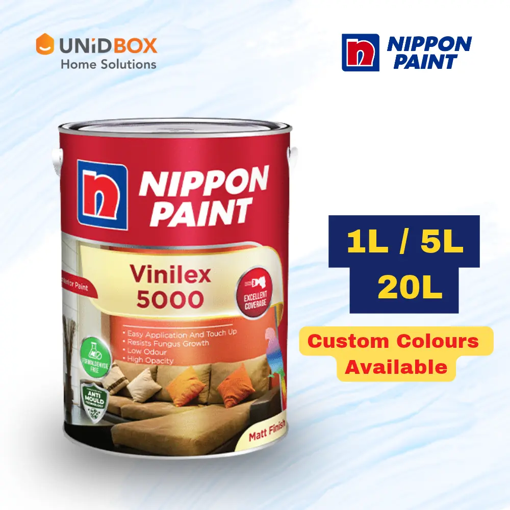 NIPPON PAINT Vinilex 5000 Interior Wall Paint 1L / 5L / 20L | Low Odour Matt Anti-Mould