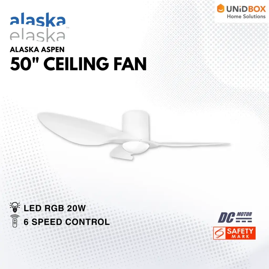 ALASKA Aspen 50" DC Ceiling Fan with Curve/Flat Light With 3-Tone LED