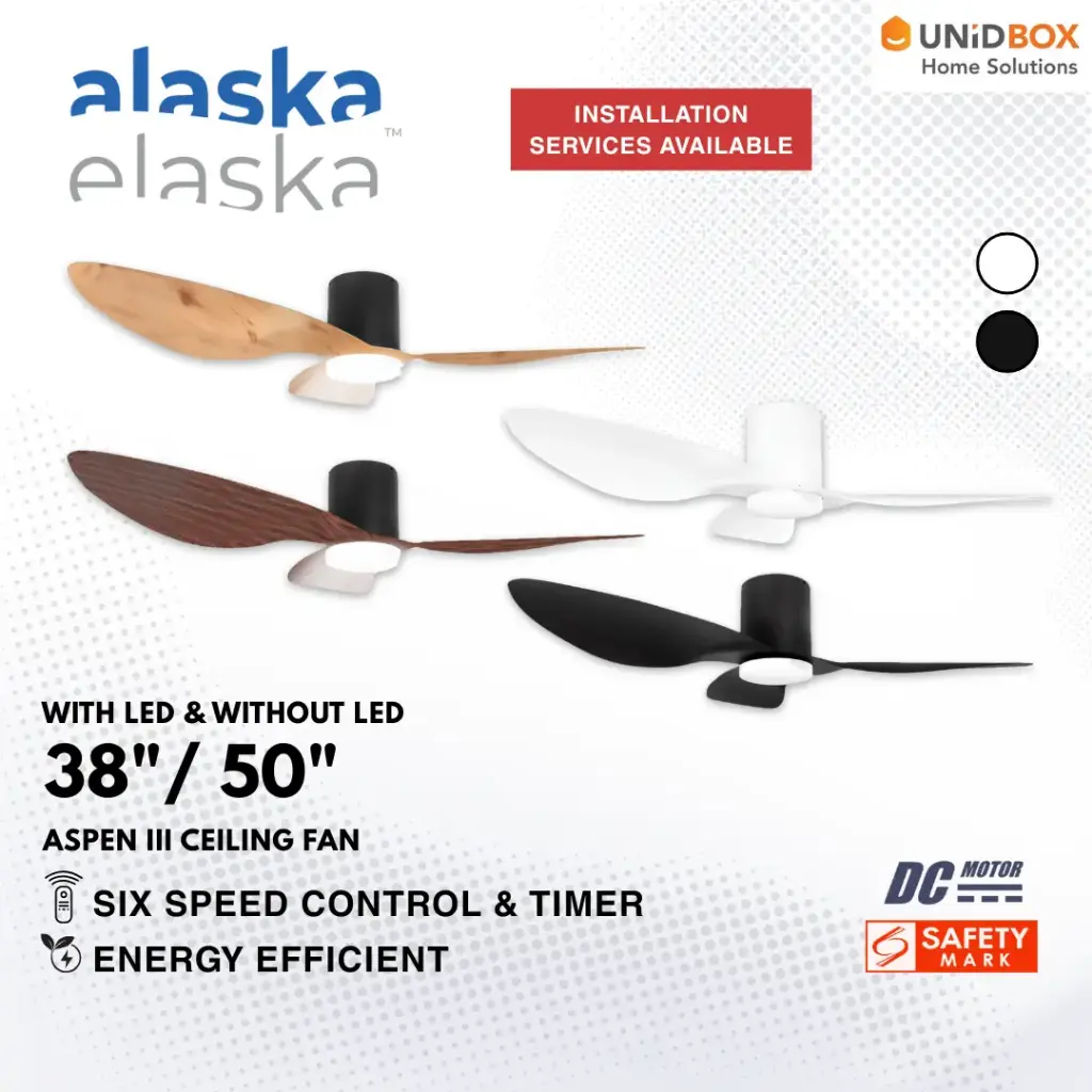 ALASKA Aspen III 38"/42"/50" DC Ceiling Fan