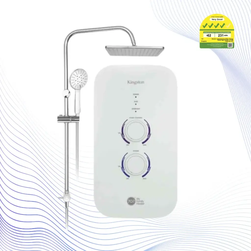 707 Kingston Instant Water Heater With Rain Shower Set (Black/ White)