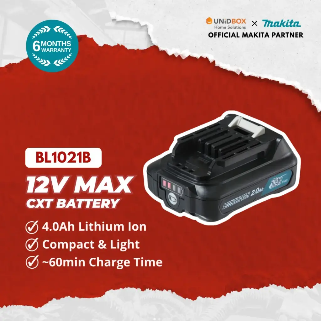 MAKITA 12V Max CXT Batteries — BL1021B (2.0Ah) / BL1041B (4.0Ah)