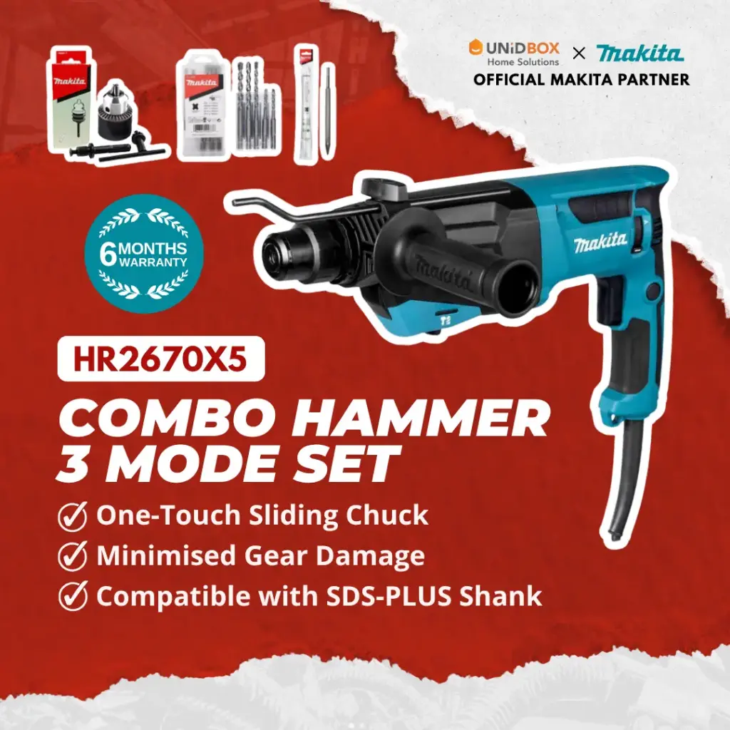 MAKITA HR2670X5 26mm Combo Hammer 3‑Mode Set (with accessories)