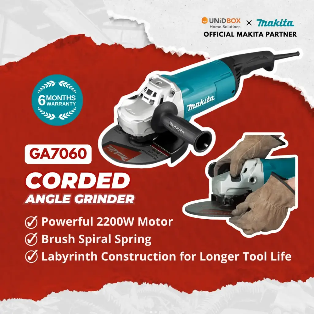 MAKITA GA7060 180mm (7") Corded Angle Grinder 2200W