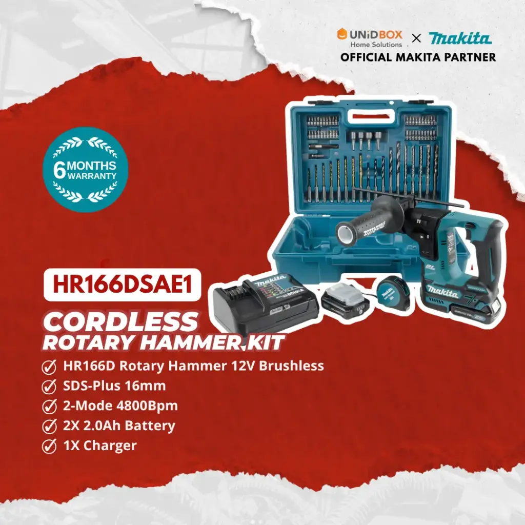 MAKITA HR166DSAE1 2 X 12V 2.0AH LI-ION 16mm Rotary HAMMER Drill