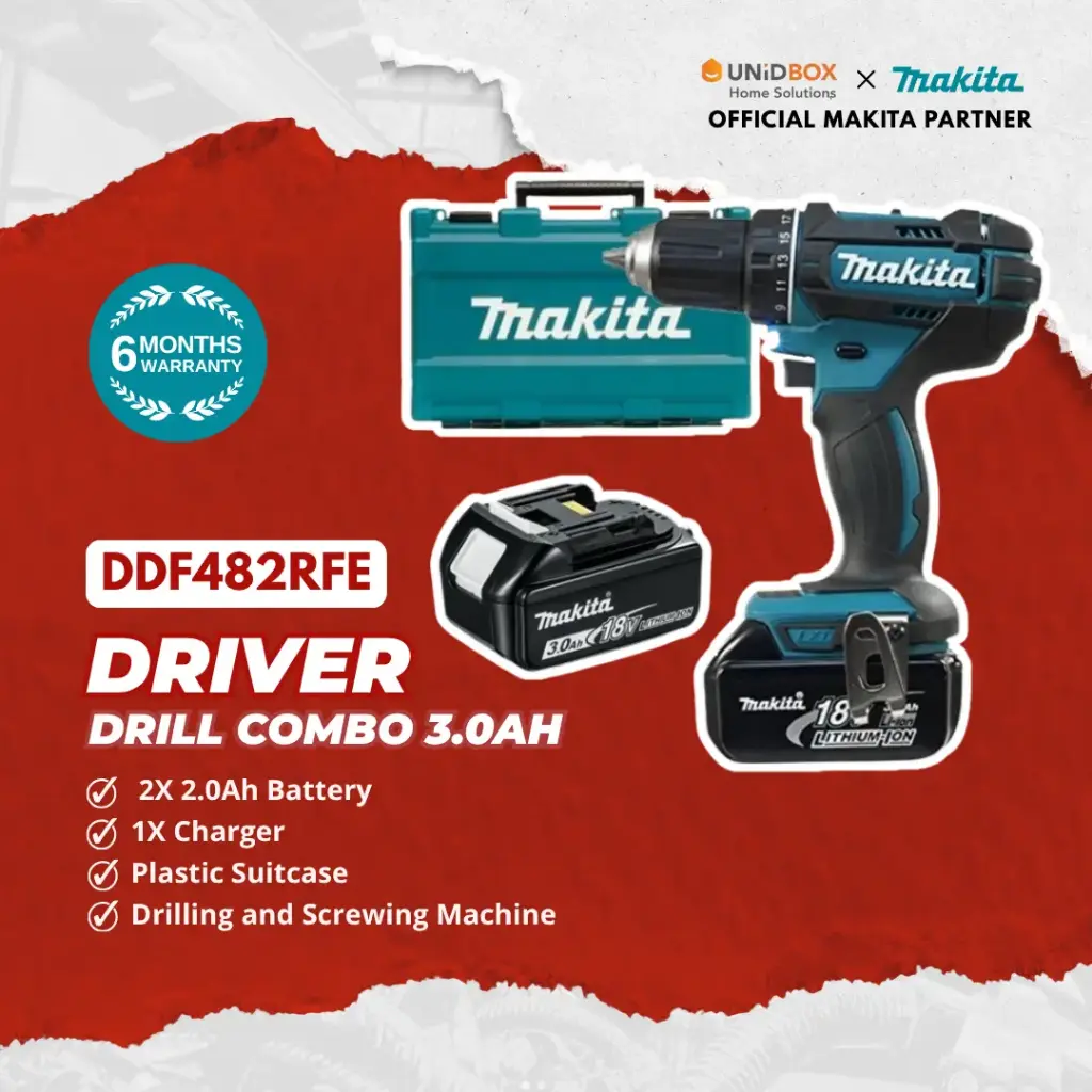 MAKITA DDF482RFE 18V Driver Drill (3.0Ah)