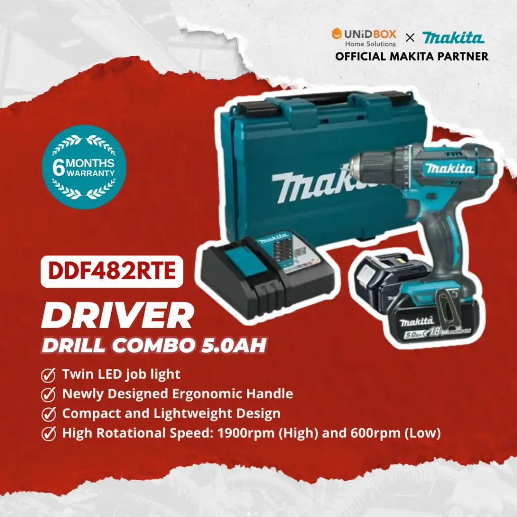 MAKITA DDF482RTE 18V Driver Drill (5.0Ah)