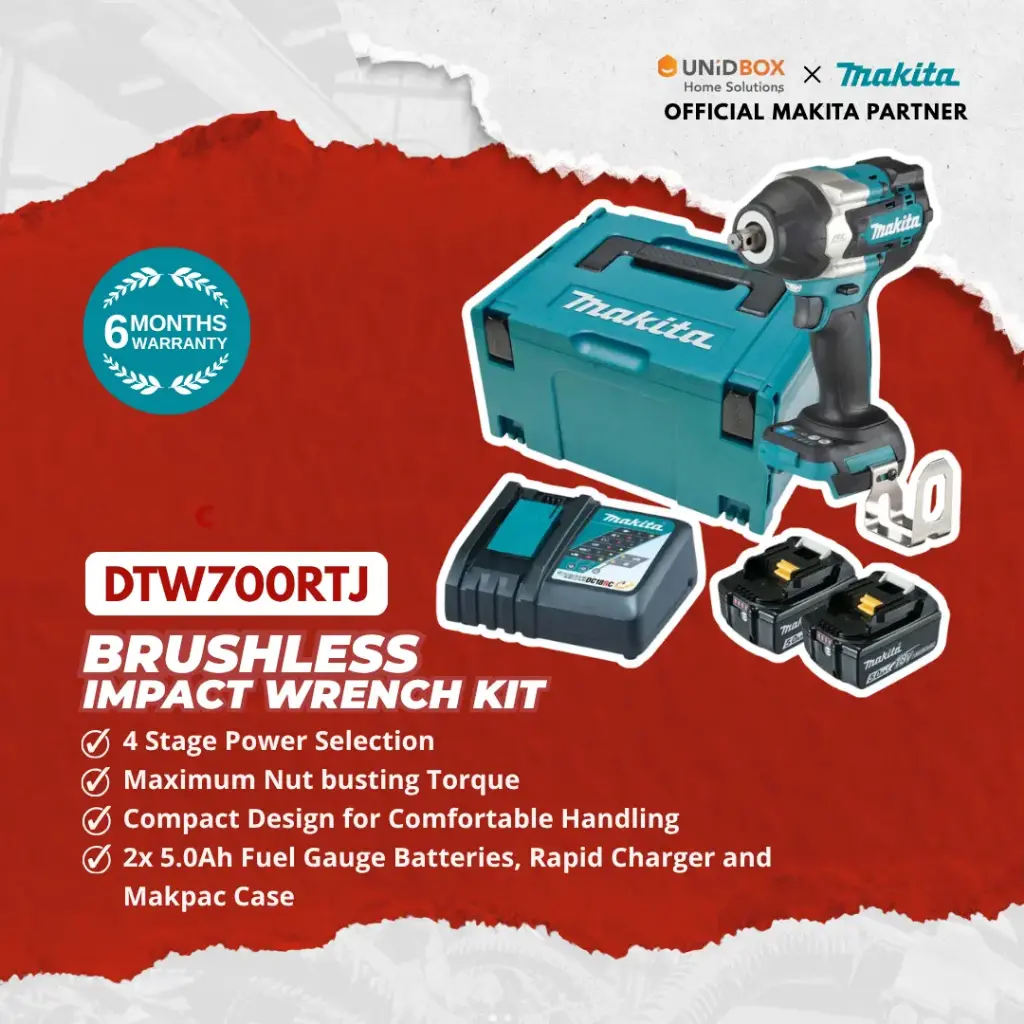 MAKITA DTW700RTJ 18V Brushless Impact Wrench (700Nm, 5.0Ah)