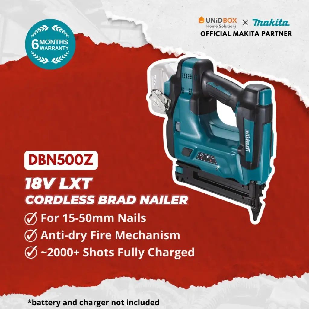 MAKITA DBN500Z 18V LXT Cordless Brad Nailer 50mm (Bare Unit)