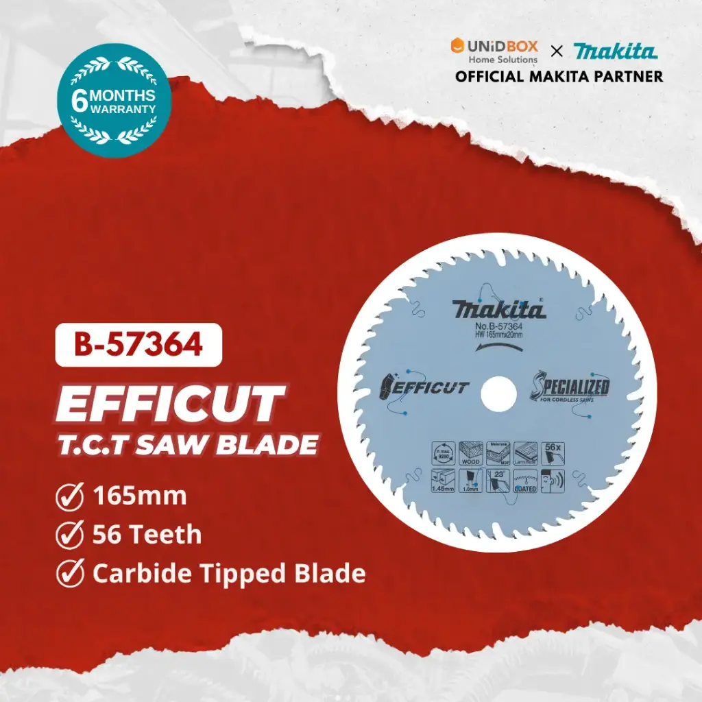 MAKITA EFFICUT T.C.T Saw Blade 165mm × 56T (Wood & Laminate) B-57364