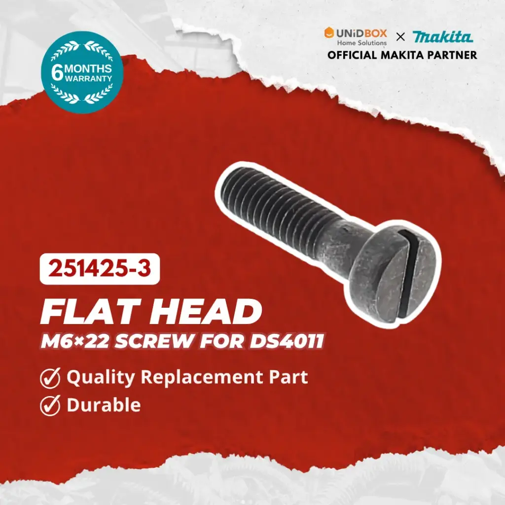 MAKITA Flat Head Screw M6×22 for DS4011 (251425-3)