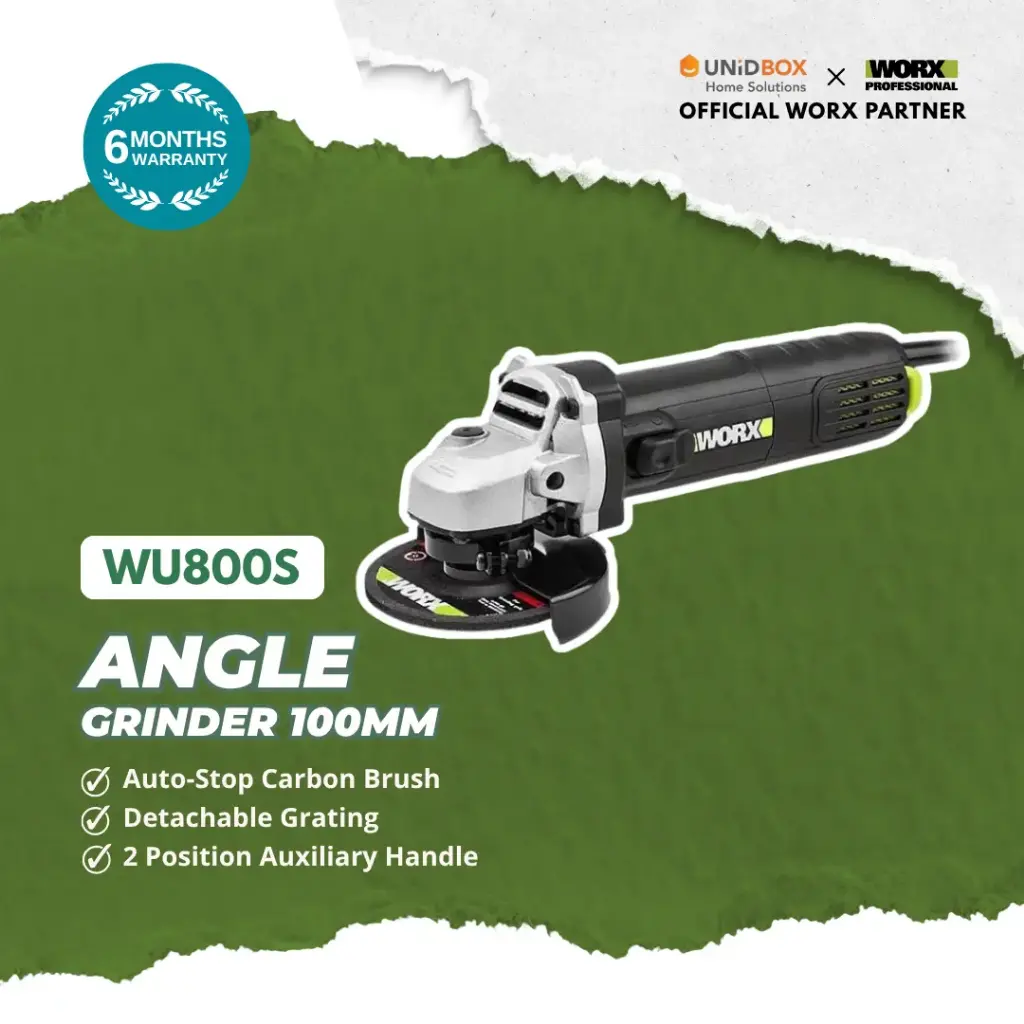 WORX WU800S Angle Grinder 100mm (720W, Soft Start, Slim Body)