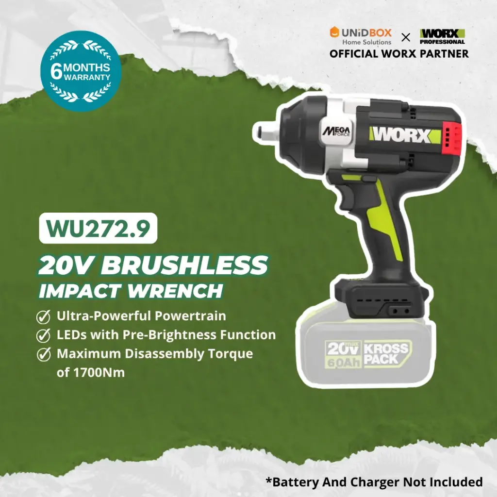 WORX WU272.9 20V Brushless Impact Wrench (Bare Unit, 1300Nm)