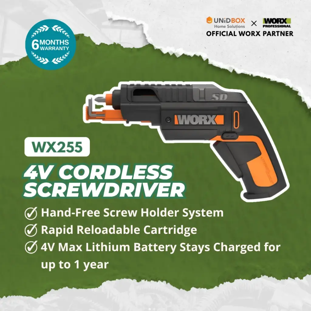 WORX WX255 4V Cordless Screwdriver (6.35mm, Screw Holder)