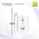 CHAMPS Libra White Instant Water Heater with DC Booster Pump & 5-Way Shower Set
