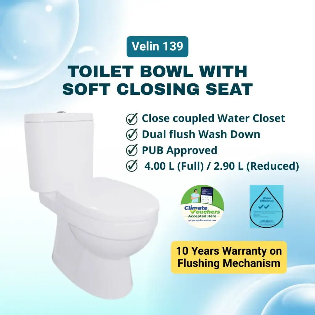VELIN 139 S-Trap Two-Piece Toilet Bowl | Soft-Close Seat