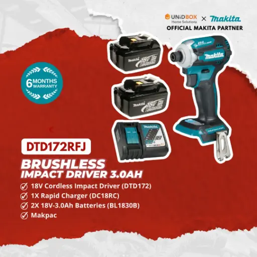 [08-12-00180] MAKITA DTD172RFJ 18V Brushless Impact Driver (3.0Ah)