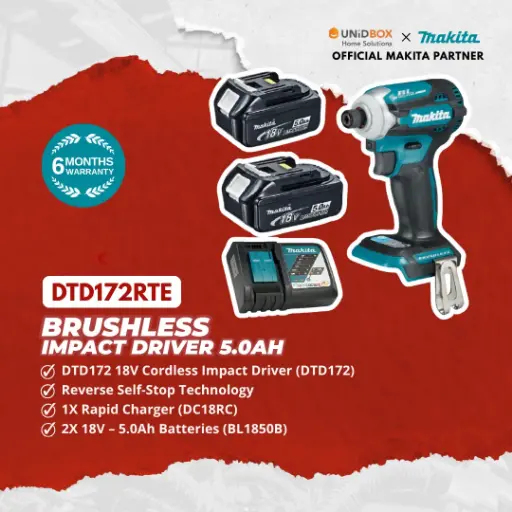 [08-12-00188] MAKITA DTD172RTE 18V Brushless Impact Driver (5.0Ah)