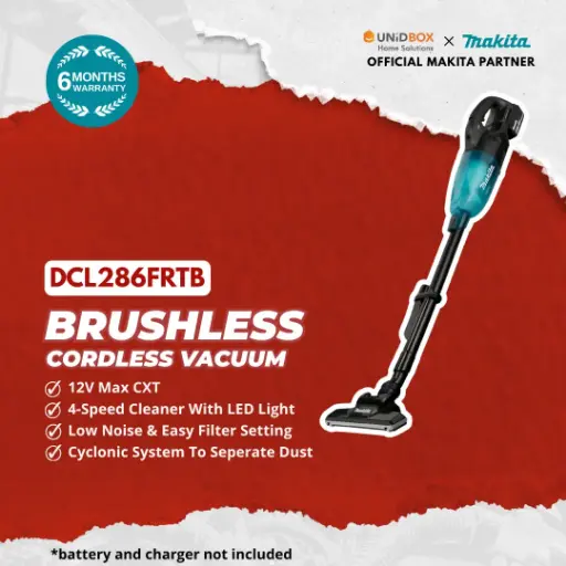 [08-18-00003] MAKITA DCL286FRTB 18V Cordless Black Cleaner W/ LED Light (250ML)