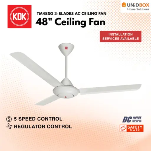 [01-01-00904] KDK M48SG 48" Ceiling Fan with Regulator (White) | No LED