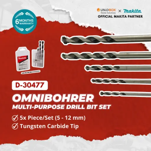 [09-00-00094] MAKITA OmniBohrer Multi‑Purpose Drill Bit Set (5pc: 5–12mm) D-30477