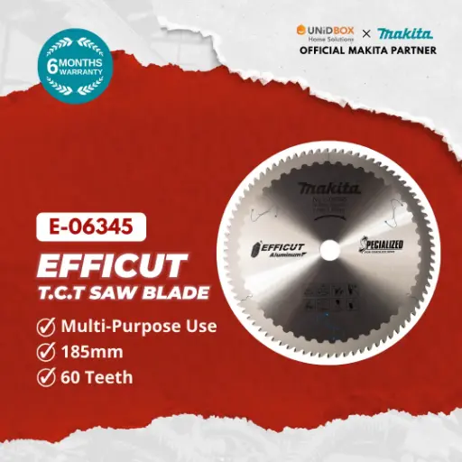 [09-15-00141] MAKITA EFFICUT T.C.T Saw Blade 185mm × 60T (Multi‑Purpose) E-06345