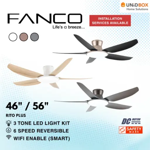 FANCO Rito Plus 46"/56" DC Ceiling Fan with LED